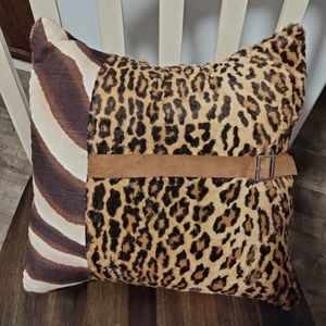 Custom Made Ralph Lauren Aragon Leopard and Grassland Zebra Pillow Cover 16 x 16